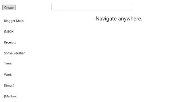 Folders listed in the application